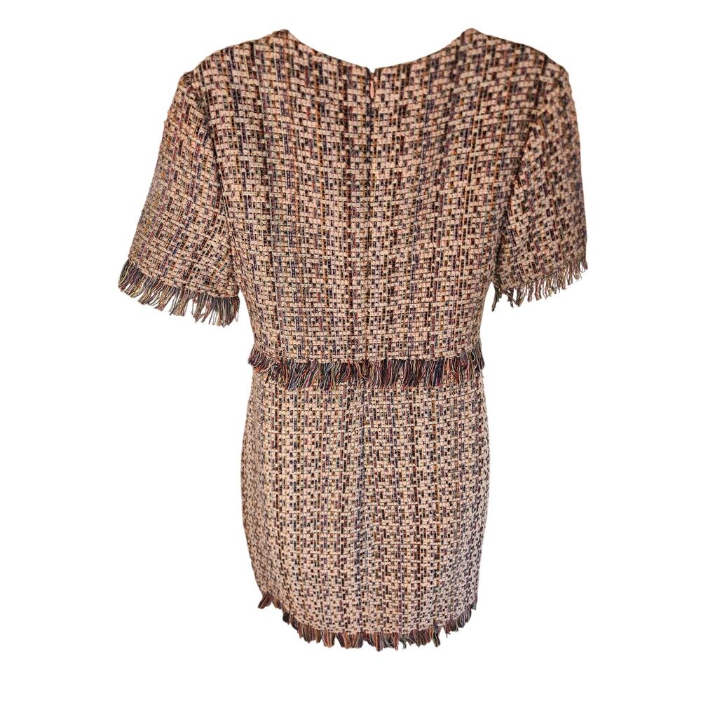 Charles Henry Pink Tweed Dress Sz XS Fringed Lined Zip Up - Picture 4 of 8